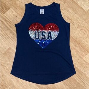 Cat & Jack USA Sequin Heart Tank Top Girls M (10/12)